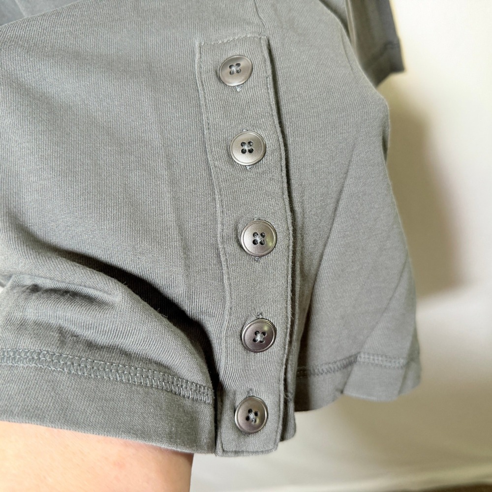 J. Jill Pure Jill Olive Gray Cotton Modal Knit Tunic Dress Button Side Detail L - Picture 6 of 10